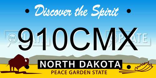 910CMX North Dakota License Plate