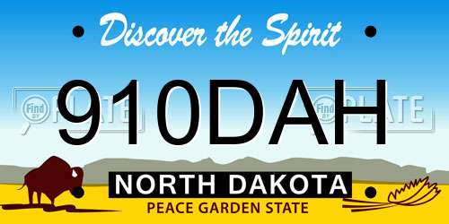 910DAH North Dakota License Plate