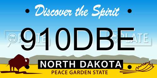 910DBE North Dakota License Plate
