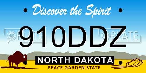 910DDZ North Dakota License Plate