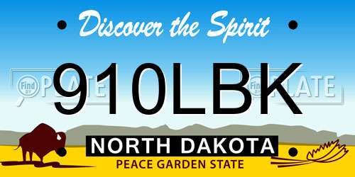 910LBK North Dakota License Plate