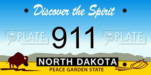 911 North Dakota License Plate