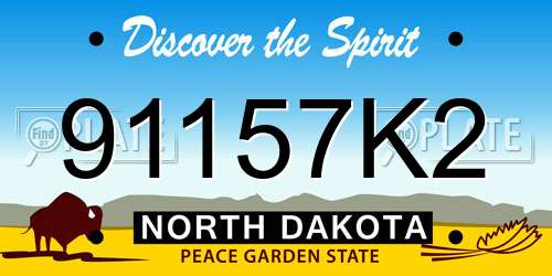91157K2 North Dakota License Plate