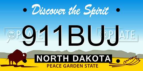 911BUJ North Dakota License Plate
