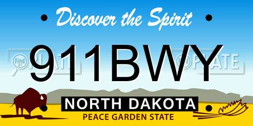 911BWY North Dakota License Plate