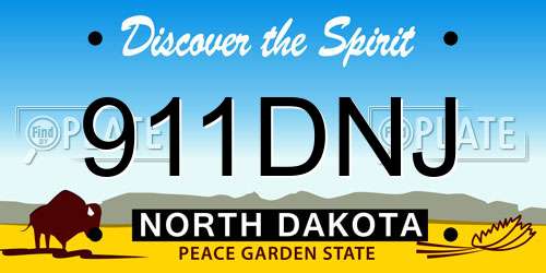 911DNJ North Dakota License Plate