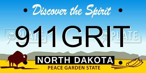 911GRIT North Dakota License Plate