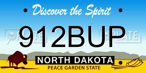 912BUP North Dakota License Plate
