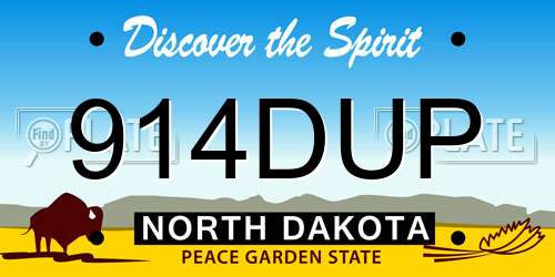 914DUP North Dakota License Plate