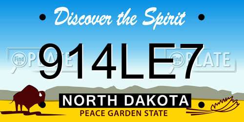 914LE7 North Dakota License Plate