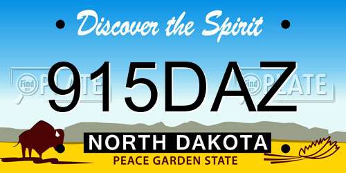 915DAZ North Dakota License Plate