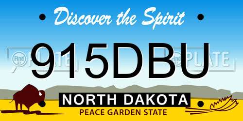 915DBU North Dakota License Plate