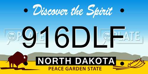 916DLF North Dakota License Plate