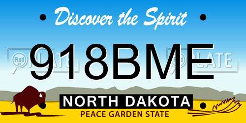 918BME North Dakota License Plate
