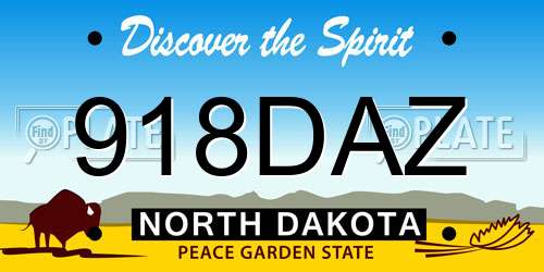 918DAZ North Dakota License Plate