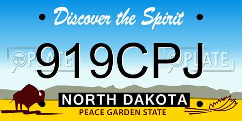 919CPJ North Dakota License Plate