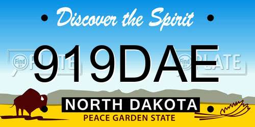 919DAE North Dakota License Plate