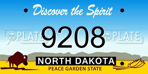 9208 North Dakota License Plate