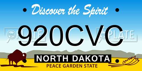 920CVC North Dakota License Plate