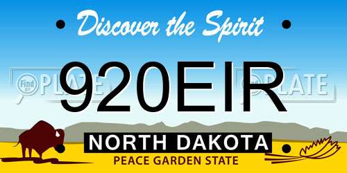 920EIR North Dakota License Plate
