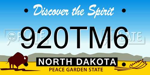 920TM6 North Dakota License Plate