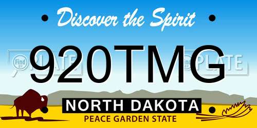 920TMG North Dakota License Plate