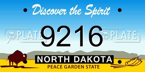 9216 North Dakota License Plate