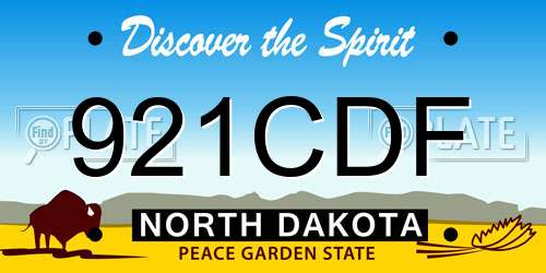 921CDF North Dakota License Plate