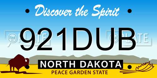 921DUB North Dakota License Plate