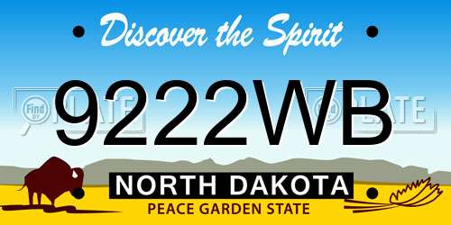 9222WB North Dakota License Plate