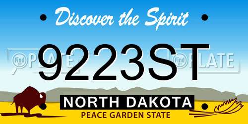 9223ST North Dakota License Plate