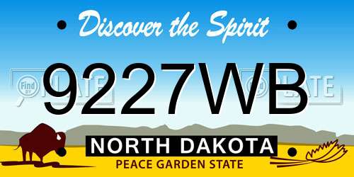 9227WB North Dakota License Plate