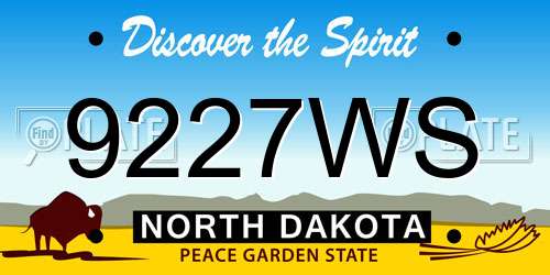9227WS North Dakota License Plate