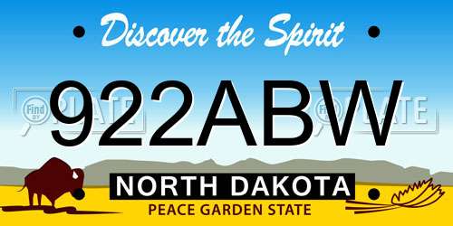 922ABW North Dakota License Plate