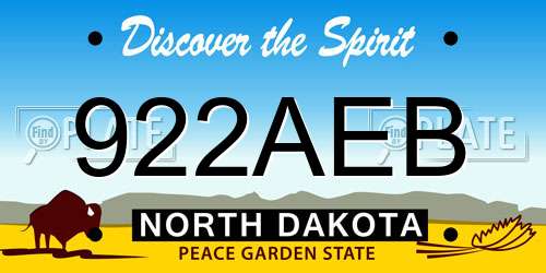 922AEB North Dakota License Plate