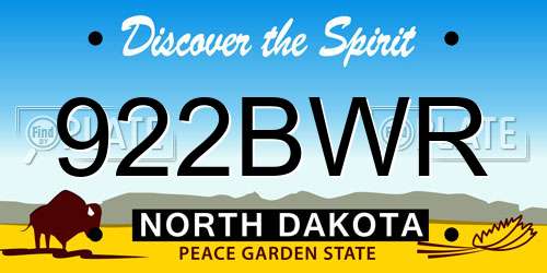 922BWR North Dakota License Plate