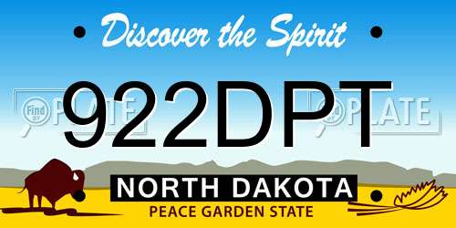 922DPT North Dakota License Plate