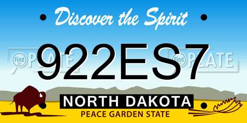 922ES7 North Dakota License Plate