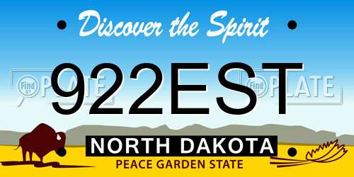 922EST North Dakota License Plate