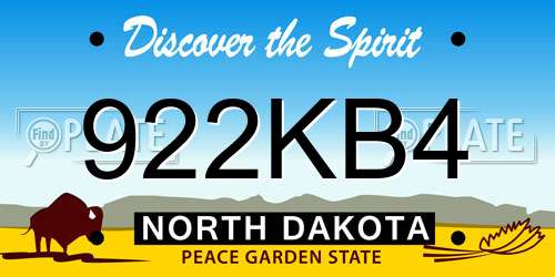 922KB4 North Dakota License Plate