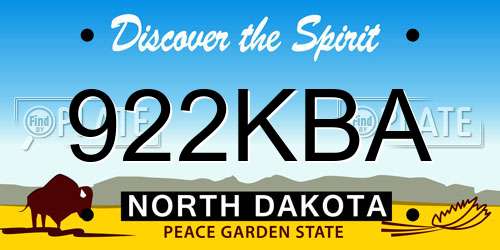 922KBA North Dakota License Plate
