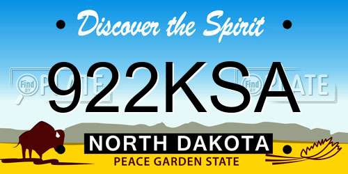 922KSA North Dakota License Plate