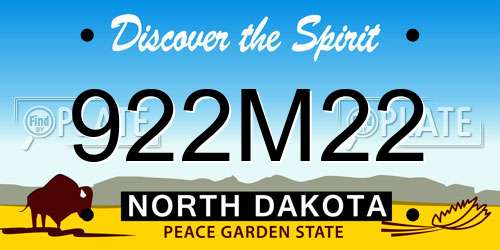 922M22 North Dakota License Plate