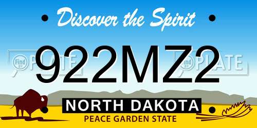 922MZ2 North Dakota License Plate