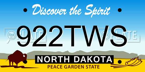 922TWS North Dakota License Plate