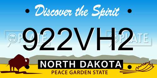 922VH2 North Dakota License Plate