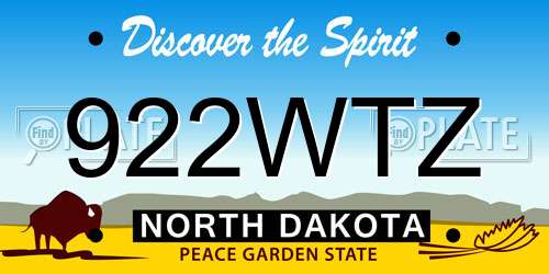 922WTZ North Dakota License Plate