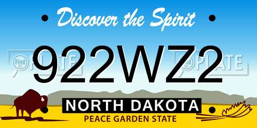922WZ2 North Dakota License Plate