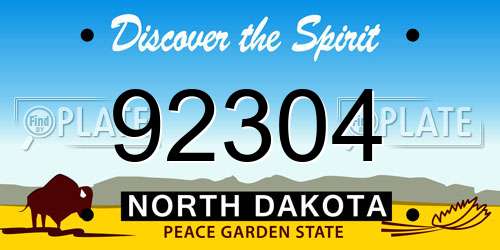 92304 North Dakota License Plate