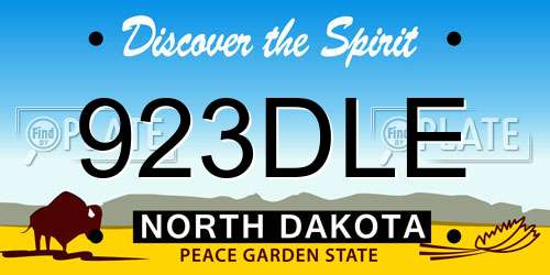 923DLE North Dakota License Plate